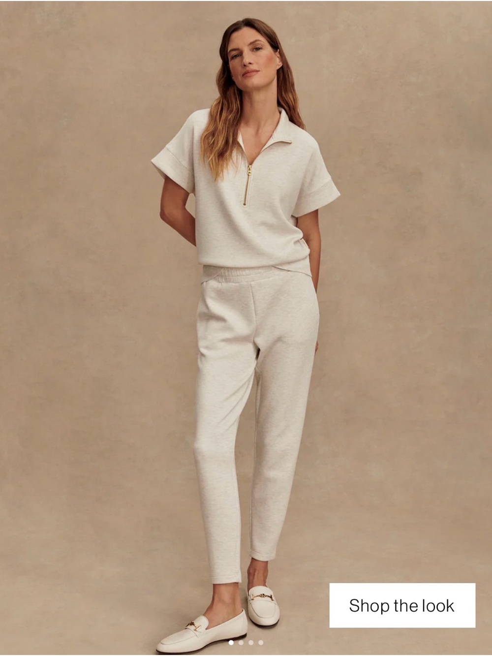 Varley The Slim Pant 25” Ivory Marl M NWT